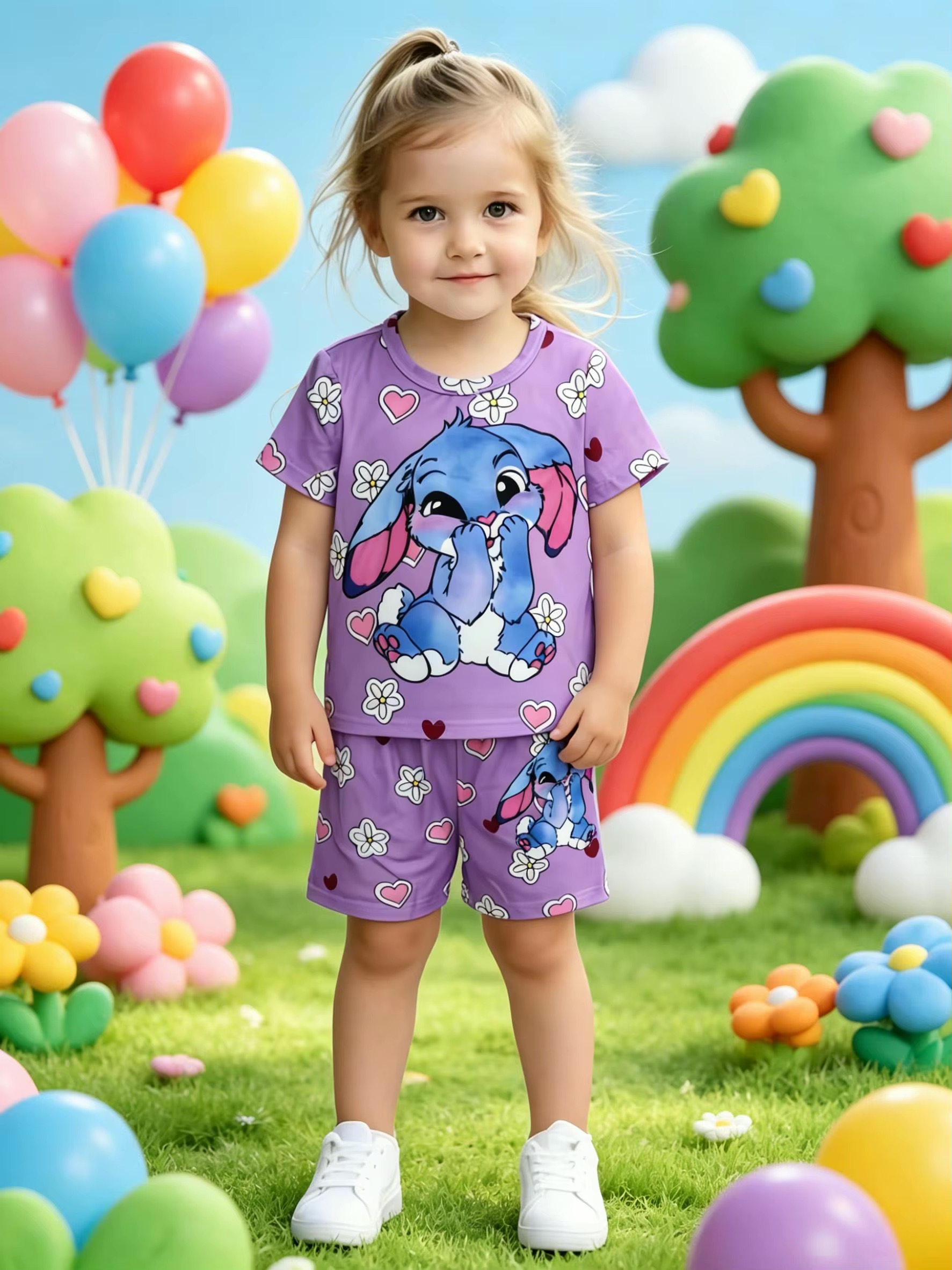 Dívčí letní souprava Stitch – tričko a kraťasy
